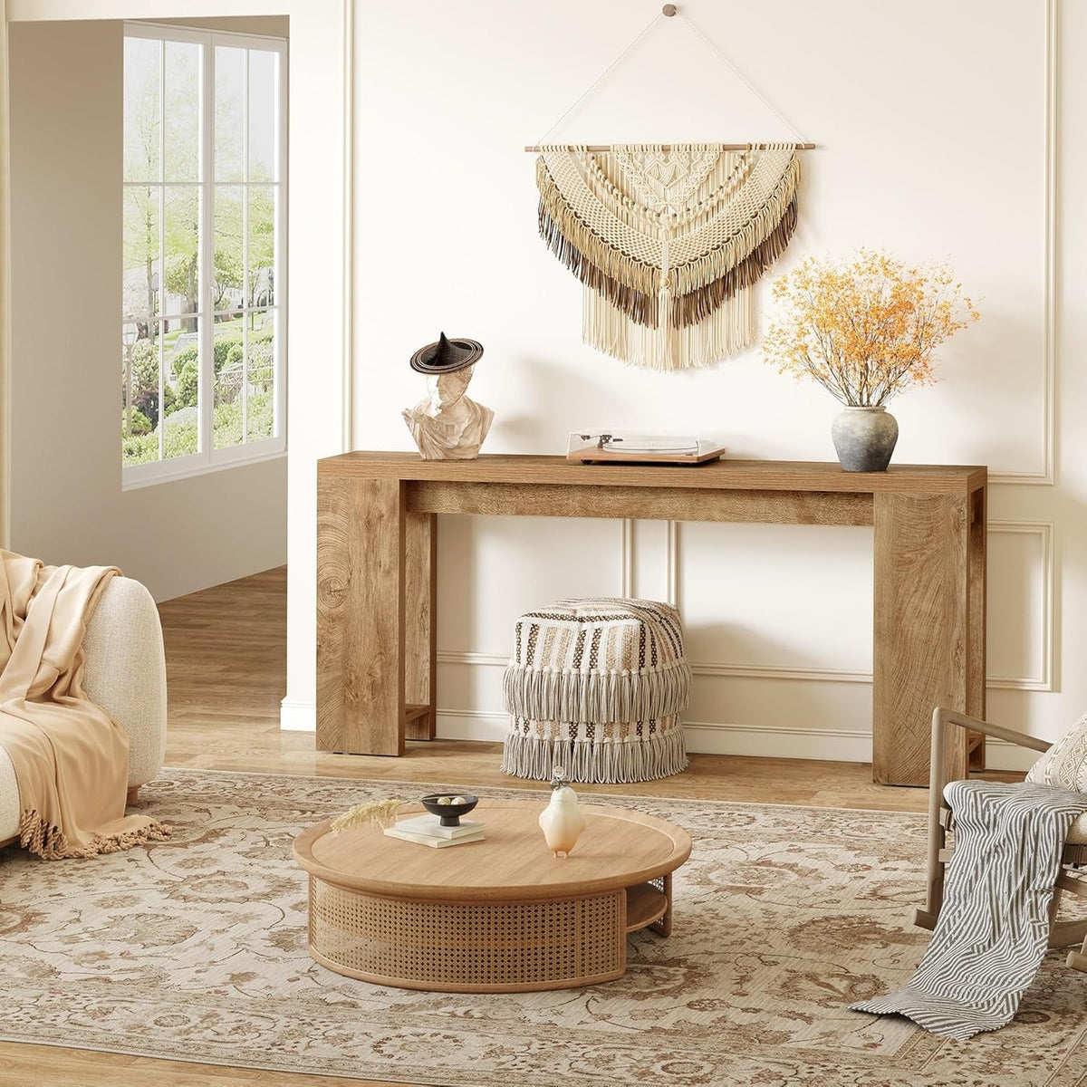 70.9-Inch Long Console Table, Narrow Sofa Table behind the Couch, Farmhouse Console Table for Living Room, Entryway, Hallway