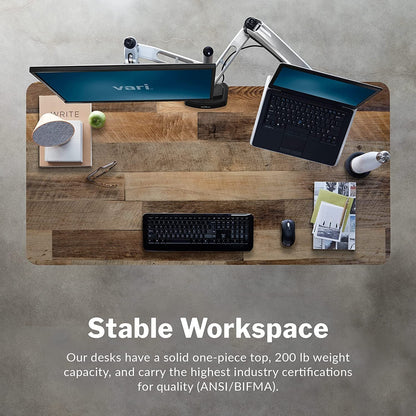 Classic Electric Standing Desk - desk Height Adjustable Sit/Stand Desk - Dual Motor with Memory Presets, Stable T-Style Legs - Gaming or Home Office Workstation - 60”X30”, Reclaimed Wood