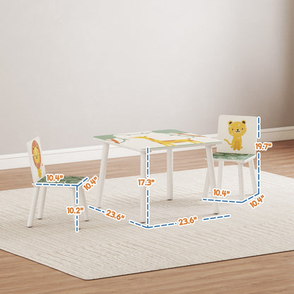 3-Piece Kids Toddler Table and Chair Set Furniture for Boys and Girls Aged 3-8, Bedroom, Nursery, Playroom, Green