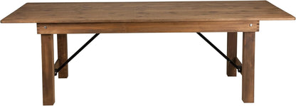 Hercules Series 8' X 40" Rustic Solid Pine Folding Dining Table, Rectangular Antique Farmhouse Dining and Event Extension Table