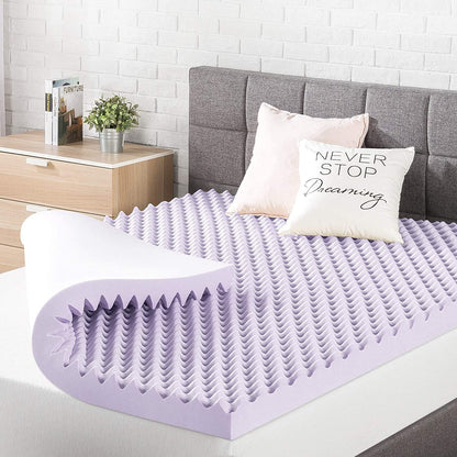 3 Inch Egg Crate Memory Foam Mattress Topper with Soothing Lavender Infusion, Certipur-Us Certified, Dorm Essentials, Twin