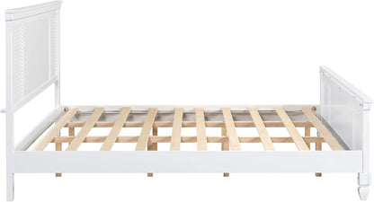 King Size Bed Frame and Wood Headboard, Farmhouse White Platform Bed Frame with Sturdy Wooden Support Slats, No Box Spring Needed, Holds up to 800 Pounds, Noise-Free, Easy Assembly