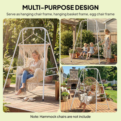 Hammock Chair Stand  Indoor and Outdoor Use with Anti-Slip Foot Pads, 2 Carabiners, White