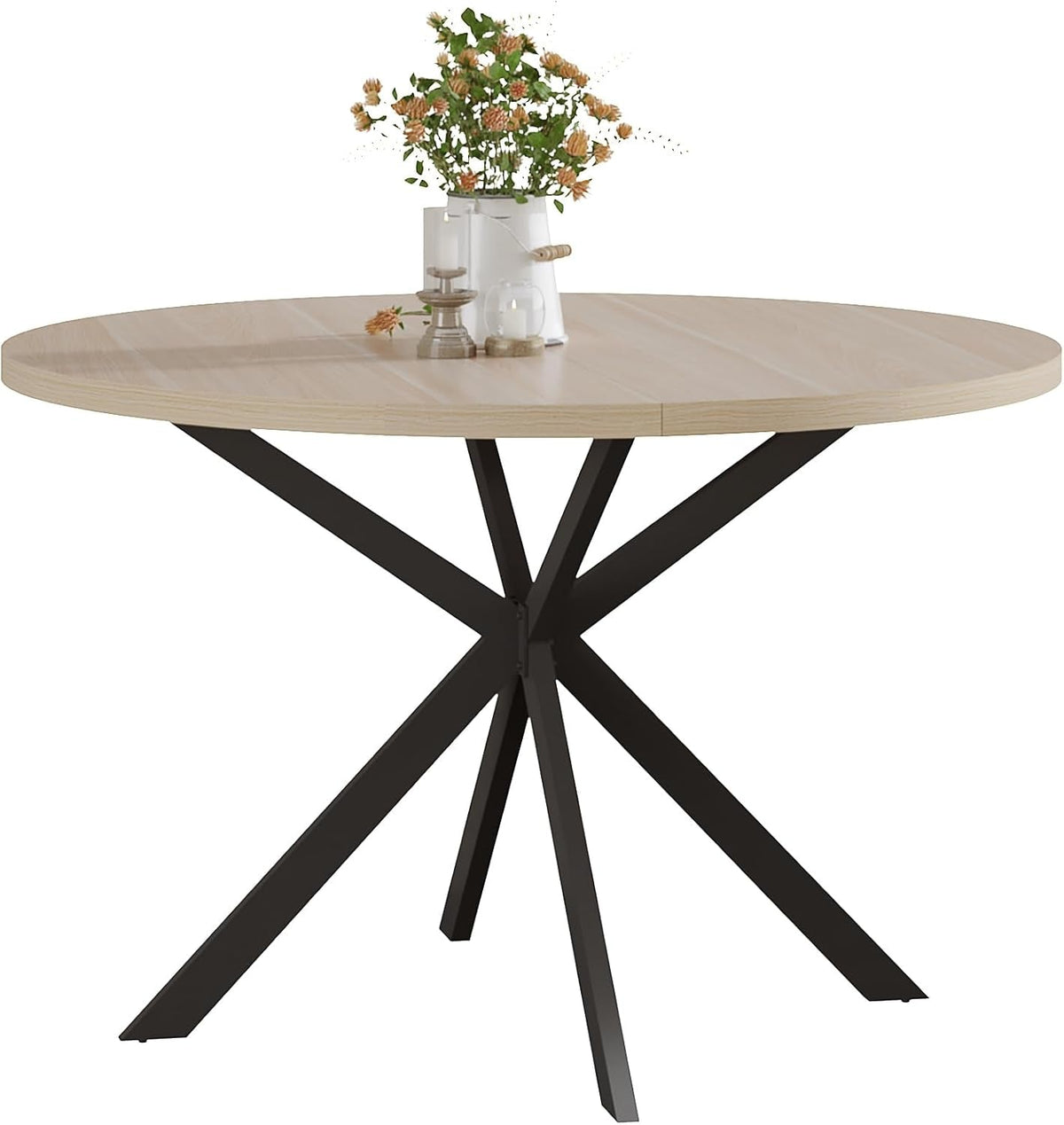 round Dining Table for 2, Farmhouse Wood Kitchen Table, Circle Dinner Table for Kitchen & Dining Room, Small Space, 31.5In, Walnut