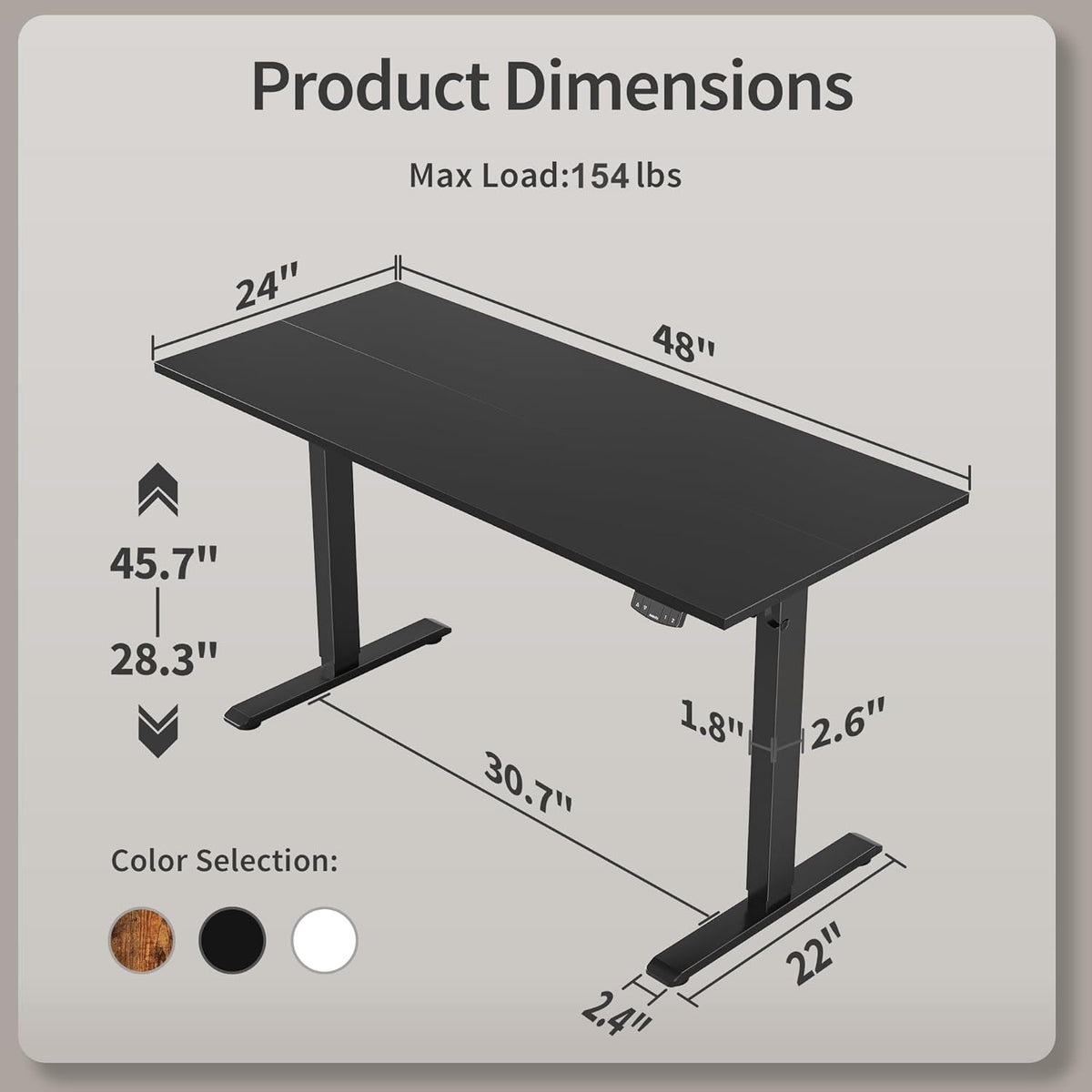 Electric Standing Desk, 55 X 24 Inches Height Adjustable Desk, Sit Stand up for Work Office Home, Ergonomic Rising Gaming Computer Table with Memory Preset, Black