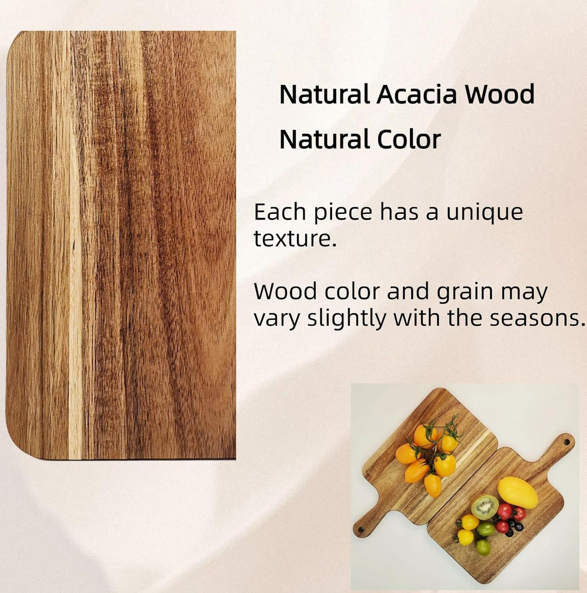 Acacia Wood Cutting Board with Handle 13.7''X7'' / Charcuterie Board/Serving Board/Cheese, Bread, Vegetables & Fruits Serving Board (Rectangular)