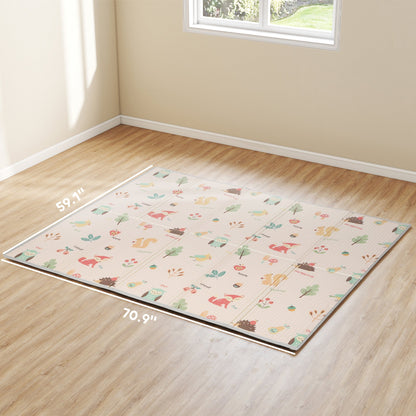 Baby Play Mat Double-Sided, Foldable Activity Playmat, Waterproof Reversible Playmat for Toddlers, 71" x 59"