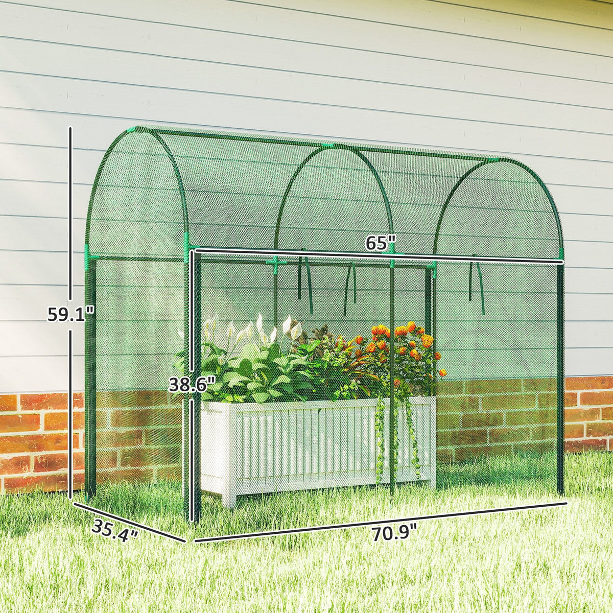Crop Cage, 6' x 3' x 5' Large Plant Protection Tent with Zippered Door, Outdoor Garden Cage, Green