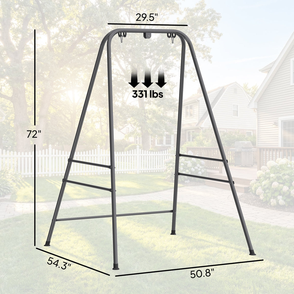 Hammock Chair Stand  Indoor and Outdoor Use with Anti-Slip Foot Pads, 2 Carabiners, Gray