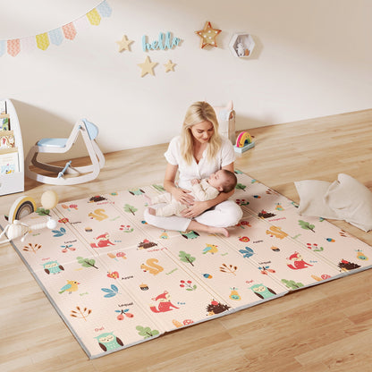 Baby Play Mat Double-Sided, Foldable Activity Playmat, Waterproof Reversible Playmat for Toddlers, 71" x 59"