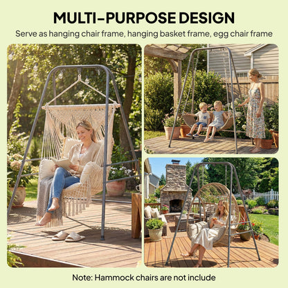 Hammock Chair Stand  Indoor and Outdoor Use with Anti-Slip Foot Pads, 2 Carabiners, Gray