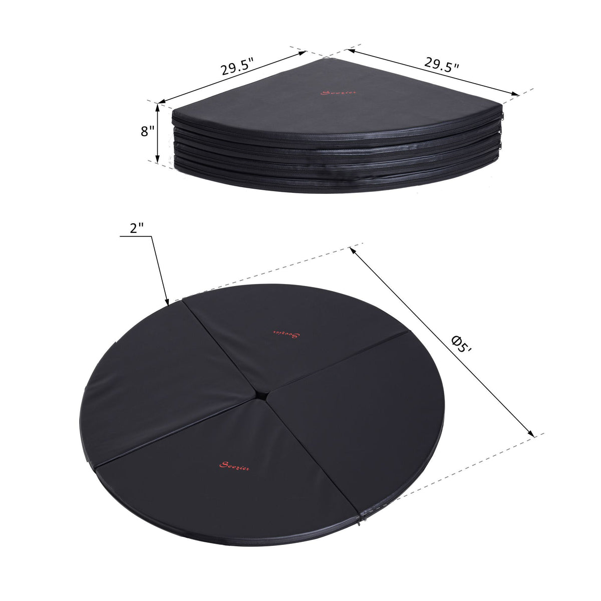Pole Dance Mat, 2"T x 5'W Folding Pole Crash Mat for Home, Lightweight and Foldable, Black