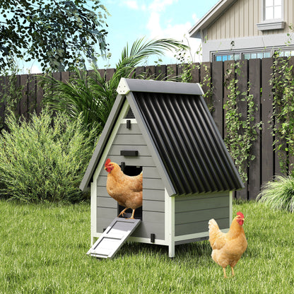 Chicken Coop for 2 Chickens, Outdoor Wooden Chicken House with Removable Nesting Box & Roosting Bar, Tray, Ramp