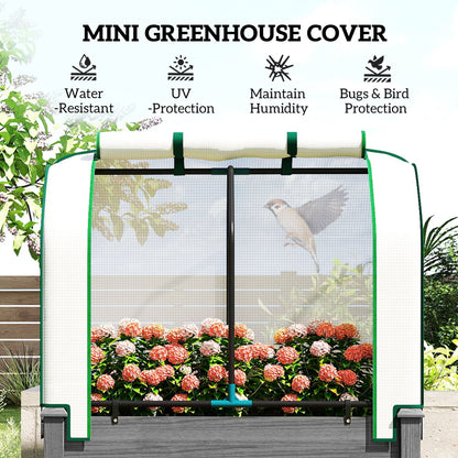 Raised Garden Bed with PE Greenhouse Cover Outdoor Planter Box for Herbs and Vegetables, 35 x 22 x 47 inch, Dark Gray