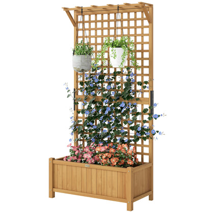 Wood Planter with Trellis for Vine Climbing, Raised Garden Bed, Privacy Screen for Backyard, Patio, Yellow