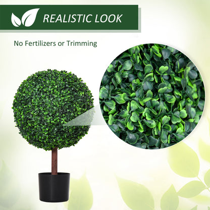 23.5" Artificial Boxwood Topiary Ball Tree, Fake Decorative Plant, Nursery Pot Included for Home, Balcony, Backyard and Garden