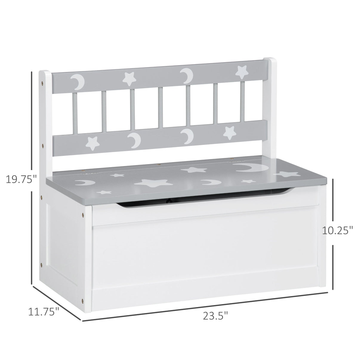 Toddler Toy Box Storage Bench with Large 27 Liter Interior, Kids Storage Bench Seat with Storage, Gray