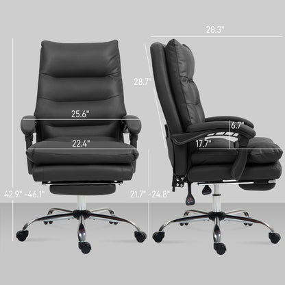 Massage Office Chair with Heat Function, Computer Desk Chair with Footrest Swivel Wheels, Black