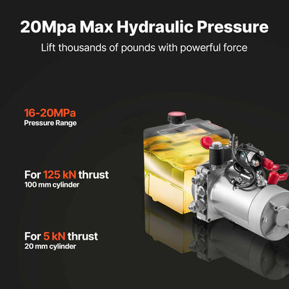4 Quart Hydraulic Power Unit, Single Acting Dump Trailer Pump, 3200 PSI Max Relief Pressure & 0.91 GPM Flow Rate, DC 12V Hydraulic Pump with Metal Reservoir for Dump Trailer Car Lifting