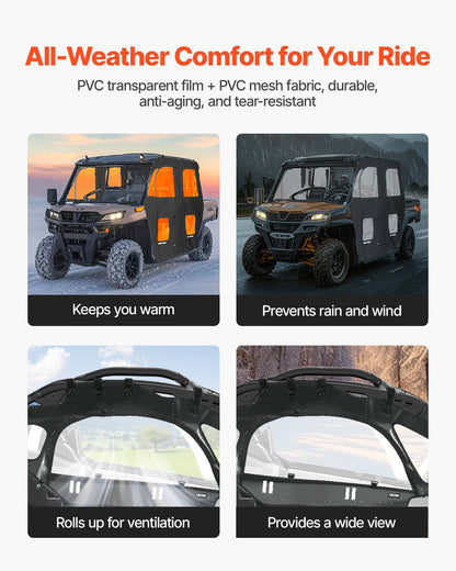 Cab Enclosure Upper Doors, Compatible with Can-Am Maverick X3 2-Seater 2017-2025, Soft Upper Doors, Windproof Upgraded Zipper UTV Soft Side Window Kit, Work with Side Mirrors and Windshields