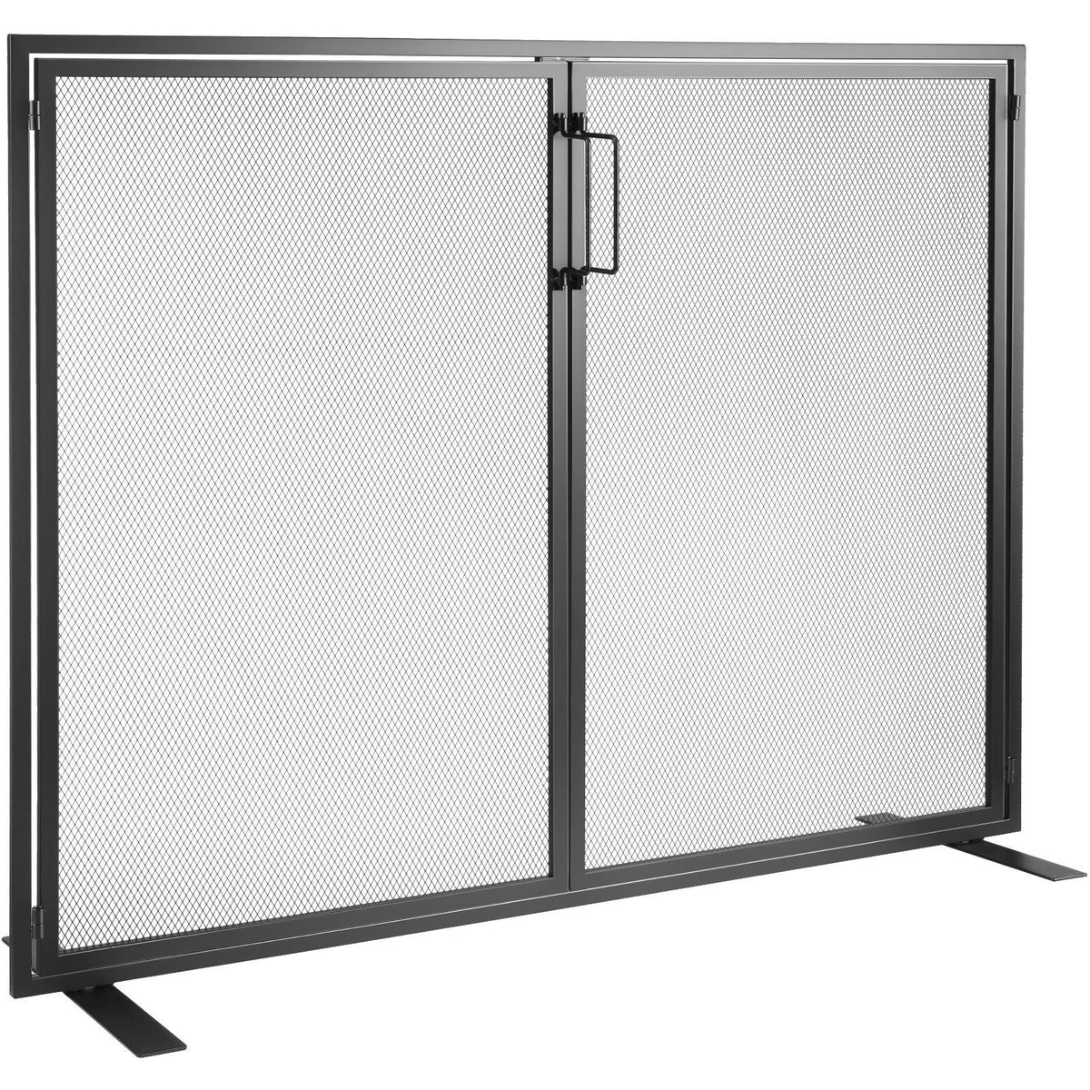 Fireplace Screen 1 Panel with Door, Sturdy Iron Mesh Fireplace Screen, 38.98"(L) x30.7"(H) Spark Guard Cover, Simple Installation, Free Standing Fire Fence Grate for Living Room Home Decor Moder