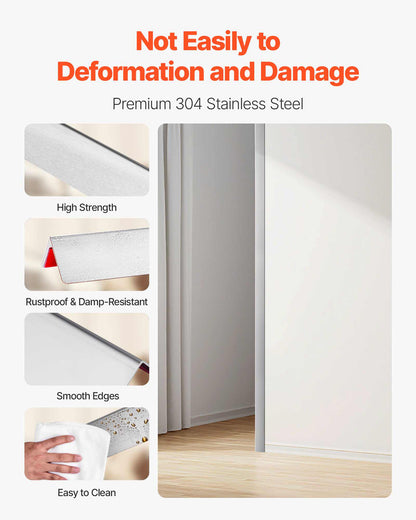 Stainless Steel Wall Corner Protector, 2 x 2 x 48 inch, 10 Pack Metal Corner Guards, 304 Stainless Steel Edge Trim 90-Degree Angle for Home,Office,Commercial Wall Protection, with 3m Tape