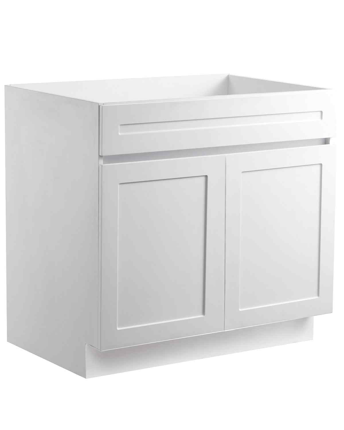 White Shaker Base Cabinet, 36-Inch Unassembled Sink Base Cabinet, 36" W x 24" D x 34.5" H Ready to Assemble Cabinet with Soft-Close Doors and Adjustable Shelf, for Home Office