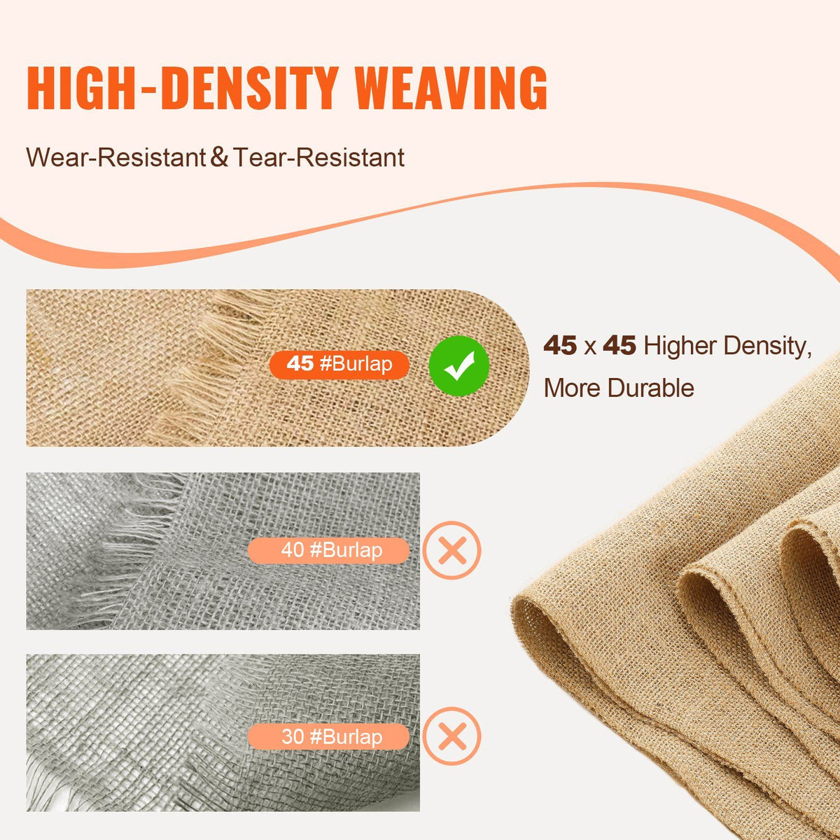 Burlap Fabric Roll, 14” x 150 ft & 50 x 50 High Density Wide Natural Burlap Fabric Rolls, Jute Fabric Burlap Tree Wrap Roll, for Decor, Crafts, Wedding, Gardening, Plant & Tree Winter Covering