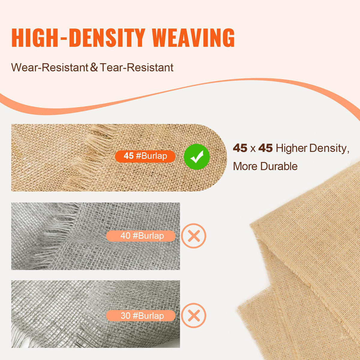 Burlap Fabric Roll, 40” x 150 ft & 45 x 45 High Density Wide Natural Burlap Fabric Rolls, Jute Fabric Burlap Tree Wrap Roll, for Decor, Crafts, Wedding, Gardening, Plant & Tree Winter Covering