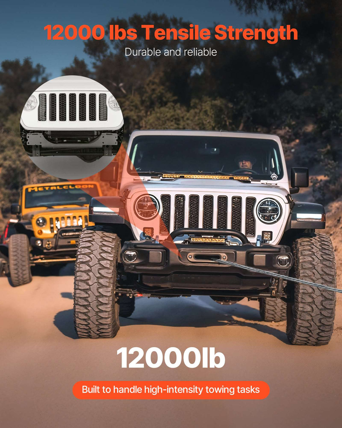 Winch Mount, Winch Capacity of 12000 lbs / 5443 kg, Trailer Hitch Winch Mount for Select Jeep Wrangler JL/JLU & Gladiator JT Model (2018-2023), 2 Mounting Hole Design, Powder Coated Steel, Black