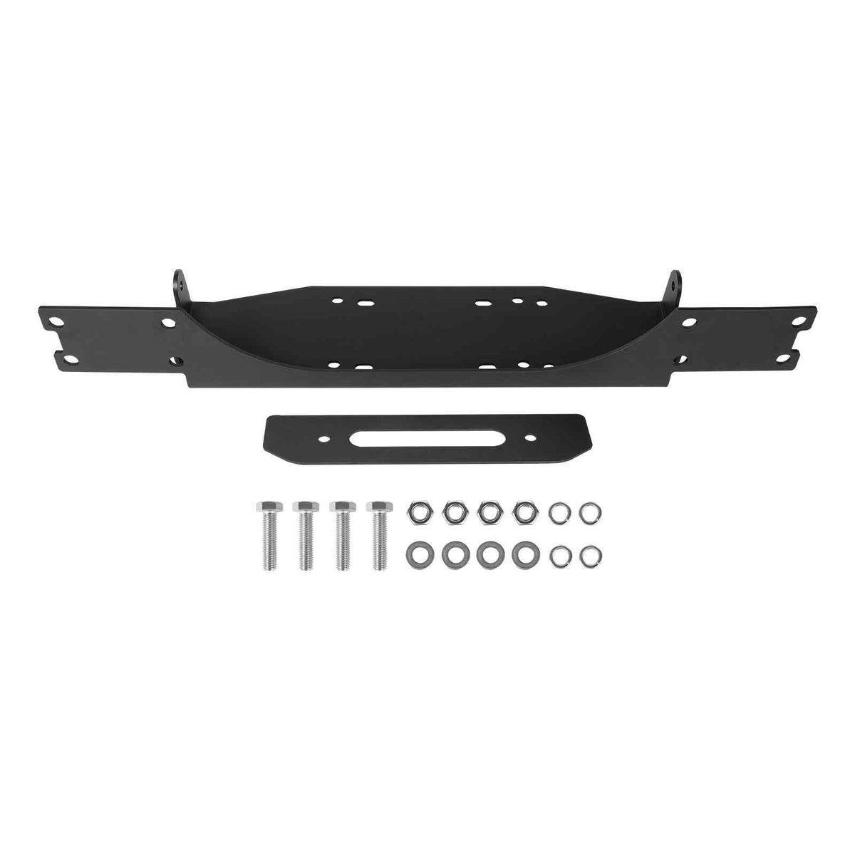 Winch Mount, Winch Capacity of 12000 lbs / 5443 kg, Trailer Hitch Winch Mount for Select Jeep Wrangler JL/JLU & Gladiator JT Model (2018-2023), 2 Mounting Hole Design, Powder Coated Steel, Black
