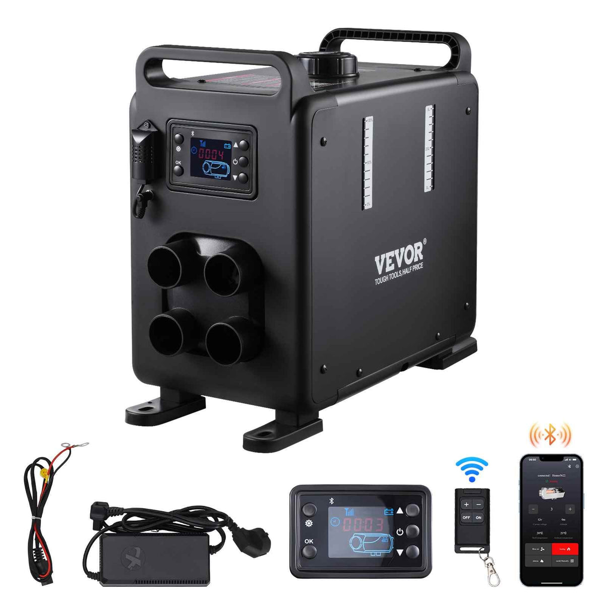 8KW Diesel Heater, 12V/24V All in One Diesel Air Heater, Bluetooth APP Control, Remote Control and Display Screen, CO Alarm, Fast Heating Vertical Portable Diesel Heater for Vehicles, Garage
