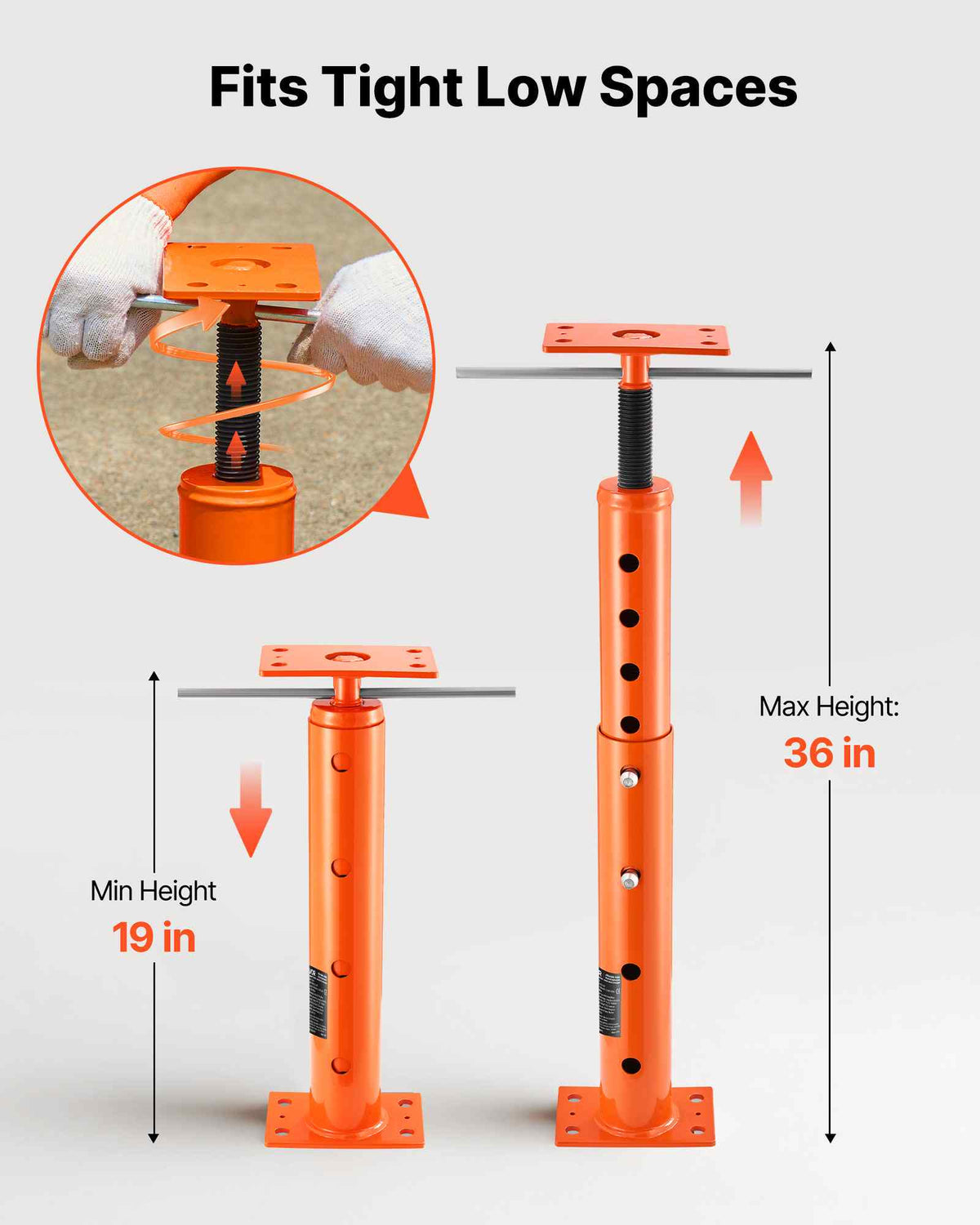 House Floor Jack, 19"-36" Height Range, 18000 lbs Max Load Capacity, Adjustable Support Beam Basement Jack Post Pole for Leveling, Lift Support Steel Telescoping Jack Post for Temporary Support