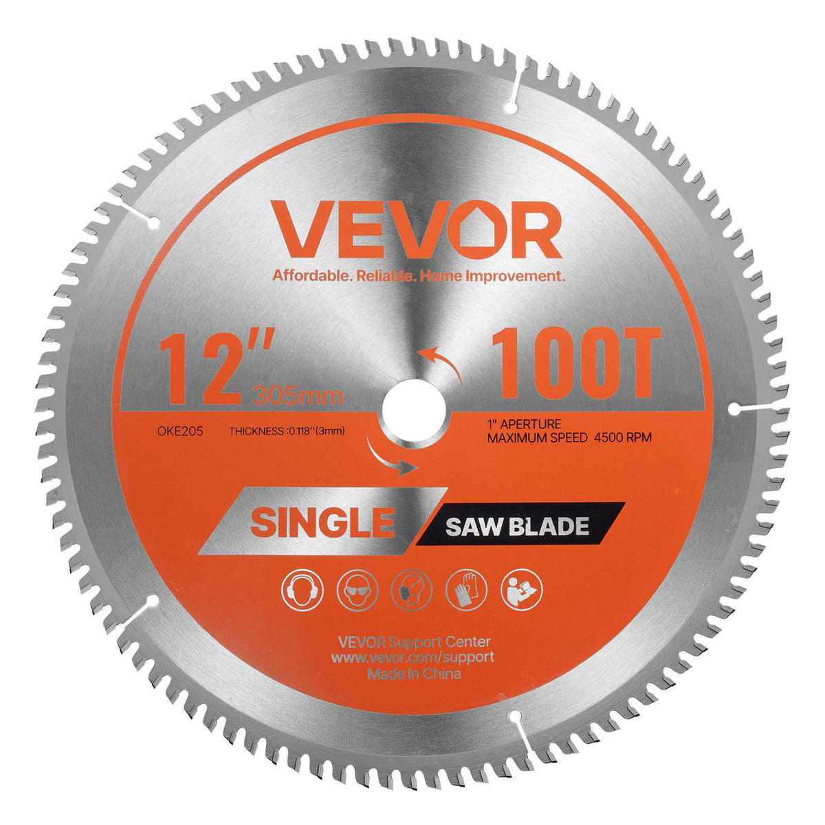 Circular Saw Blade, 12 inch Diameter, 100 Sharp Alloy Teeth, 1 inch Arbor, Fine Finish, Aluminum Cutting Blade for Circular Saw, with Noise-Reducing Heat Vents, for Cutting Steel and Metal
