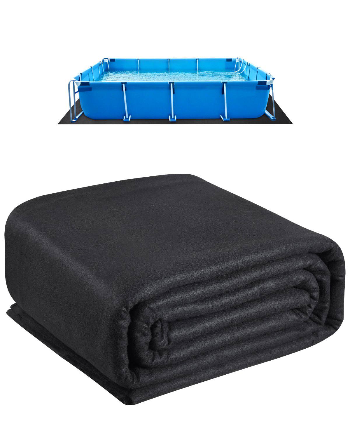 Rectangle Pool Liner Pad, 16 x 32 ft Pool Liner Pad for Above Ground Swimming Pools, Extra-Thick Pool Mat, Prevents Punctures, Recycled Geotextile Material Underlayment Pad, Extend Liner Life