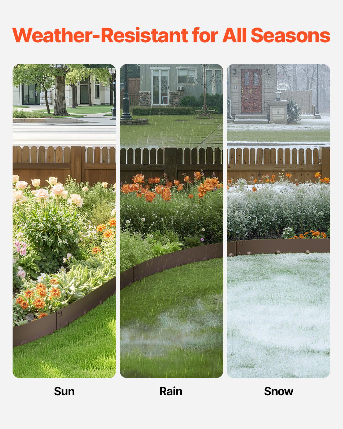 Steel Landscape Edging, 5 Packs 39 x 3 in Rust-Resistant Metal Landscape Edging, Bendable Garden Edging Border, Heavy Duty Lawn Edging, Easy-to-Install, Flower Bed Yard Pathway Divider Brown