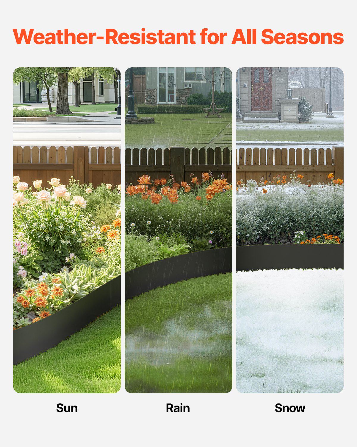 Steel Landscape Edging, 6 Packs 40 x 8 in Rust-Resistant Metal Landscape Edging, Bendable Garden Edging Border, Heavy Duty Lawn Edging, Easy-to-Install, Flower Bed Yard Pathway Divider Black