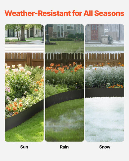 Steel Landscape Edging, 6 Packs 40 x 8 in Rust-Resistant Metal Landscape Edging, Bendable Garden Edging Border, Heavy Duty Lawn Edging, Easy-to-Install, Flower Bed Yard Pathway Divider Black