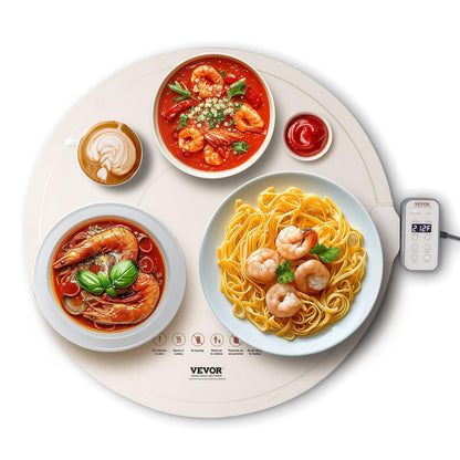 Electric Warming Tray, Food Warming Mat for Buffet, Rollable & Portable Silicone Food Warmer with 4 Adjustable Temperature Settings, Auto Shut-Off & Child Lock, Perfect for Parties, Catering