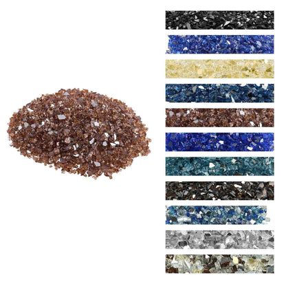 Fire Glass, 10 LBS / 4.5 KG High-Temperature Resistant Fireplace Rocks, 1/4-Inch / 6.35 mm Reflective & Smokeless Firepit Glass Rock, High Luster Stone Landscaping for Fire Pit Table, Copper
