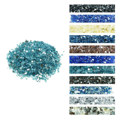 Fire Glass, 10 LBS / 4.5 KG High-Temperature Resistant Fireplace Rocks, 1/2-Inch / 12.7 mm Reflective & Smokeless Firepit Glass Rock, High Luster Stone Landscaping for Fire Pit Table, Aqua Blue