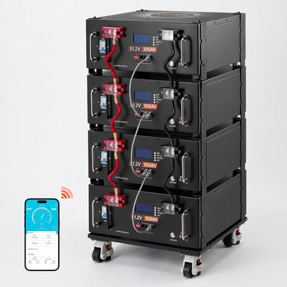48V 100Ah LiFePO4 Lithium Battery, Built-in 100A BMS, 51.2V Server Rack LiFePO4 Battery with Bluetooth & Display, 5120Wh Capacity, 6000 Cycles, for Solar Energy Storage Home Backup Power, 4 Pack