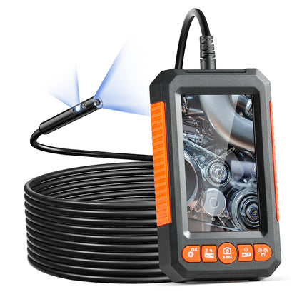 Endoscope Camera with Light, Dual Lens Industrial Borescope, 4.3" Screen 1080P Inspection Camera, 8 + 1 Lights, 4X Zoom, IP67 Waterproof Snake Camera for Auto, Plumbing (16.4FT Cable, 32GB Card)