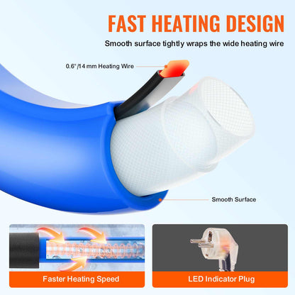 15ft Heated Water Hose for RV, Heated Drinking Water Hose Antifreeze to -45°F, Automatic Self-regulating, 5/8" I.D. with 3/4" GHT Adapter, Lead and BPA Free