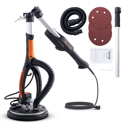 Drywall Sander, 800W Brushless Motor Electric Sander, Variable Speed 1000-2300 RPM Wall Sander, Foldable Ceiling Sander with Double-Deck LED Lights, Extendable Handle, 12 Sanding Discs