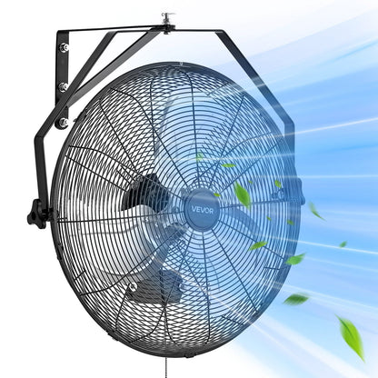 20 Inch Industrial Wall Mount Fan, High Velocity 4650 CFM Indoor Fan with 3 Speeds,  Powerful Motor Garage Wall Fan with Aluminum Blades for Workshop, Warehouse, Greenhouse, Commercial