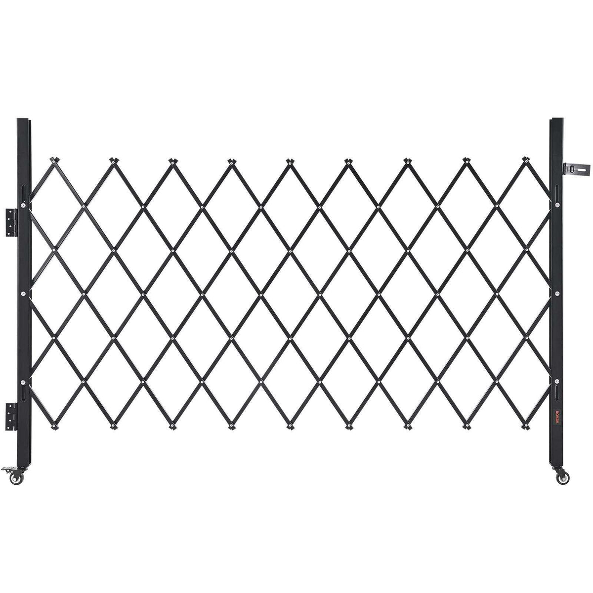 Single Folding Security Gate, Lockable Scissor Gate with 360° Swivel Casters, Outdoor Barricade Steel Retractable Gates, for Entry Security, Garage, Warehouse & Pool, 74.80 x 51.57 in (W x H)