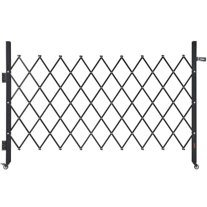 Single Folding Security Gate, Lockable Scissor Gate with 360° Swivel Casters, Outdoor Barricade Steel Retractable Gates, for Entry Security, Garage, Warehouse & Pool, 74.80 x 51.57 in (W x H)