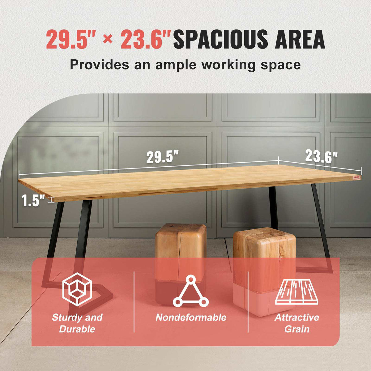 Wood Table Top, Holds up to 330 lb, 29.5" x 23.6" x 1.5" Rectangular Countertop for Height Adjustable Electric Standing Desk Frame, Universal Solid One-Piece Maple Desktop for Office & Home Desk