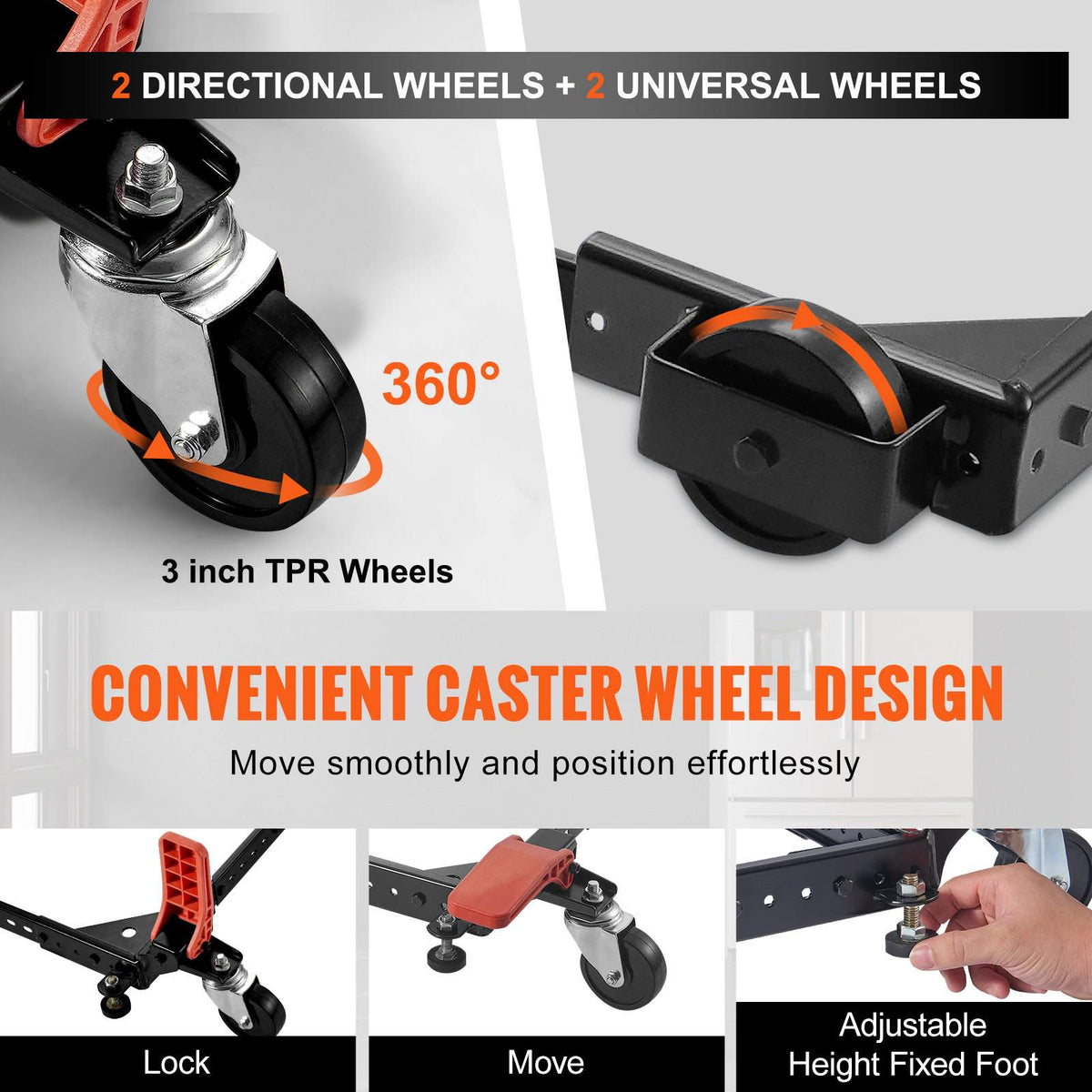 Mobile Base, 500 lbs Weight Capacity, Adjustable from 12" x 12" to 36" x 36", Heavy Duty Universal Mobile Base Stand with Swivel Wheels, for Woodworking Equipment, Bandsaw, Power Tools, Machines